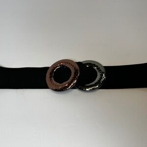 Vintage Rapid Belt Co Black Belt Double Ring Buckle Size L